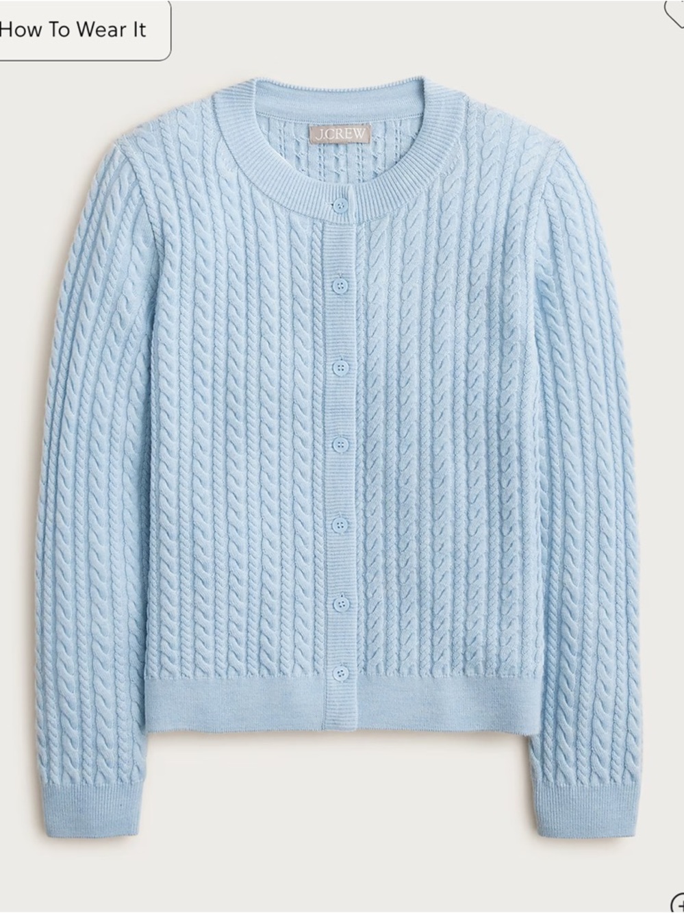 J Crew Cable-knit crewneck cardigan in merino wool - Picture 4 of 5